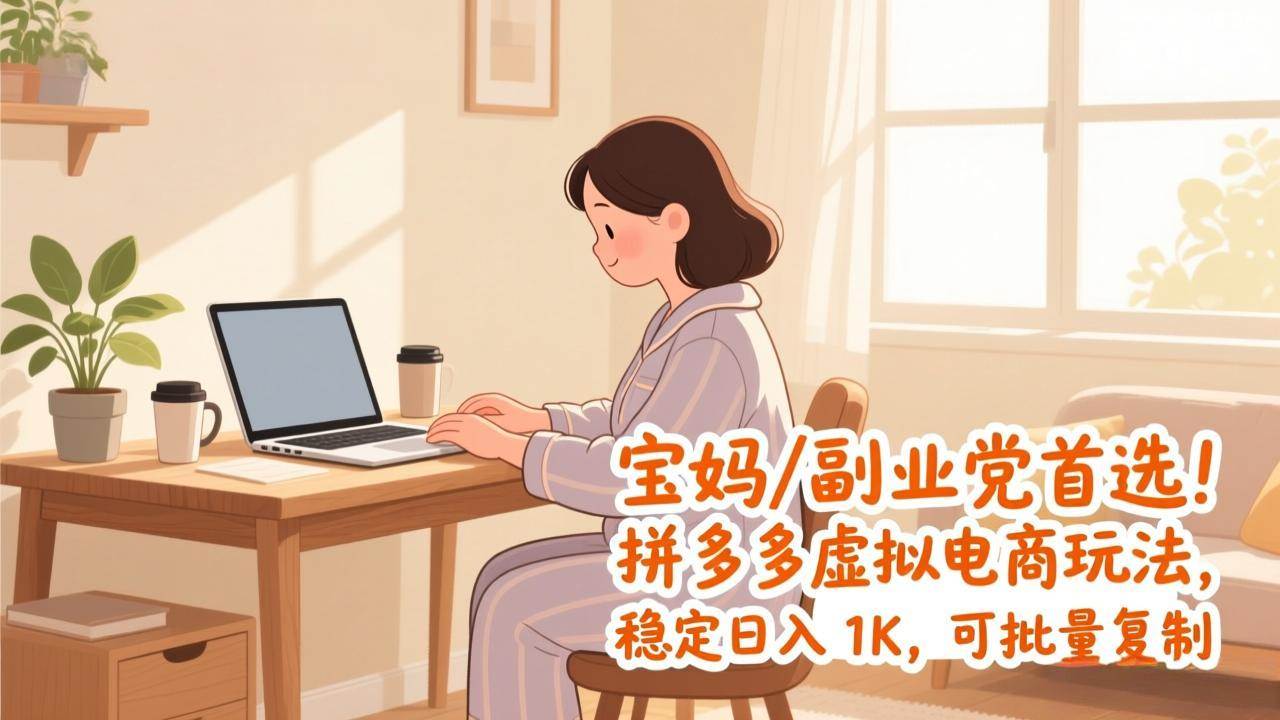 宝妈 / 副业党首选，拼多多虚拟电商玩法，稳定日入1K+，可批量复制