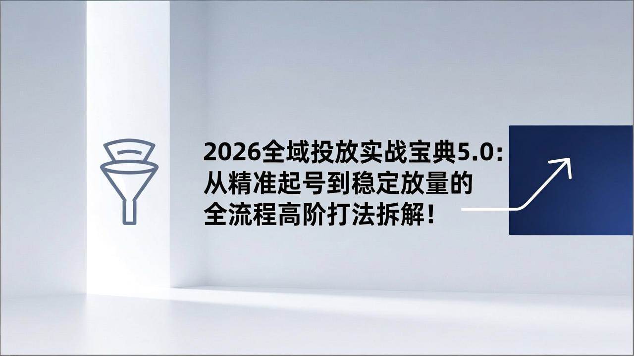 2026全域投放实战宝典5.0：从精准起号到稳定放量的全流程高阶打法拆解