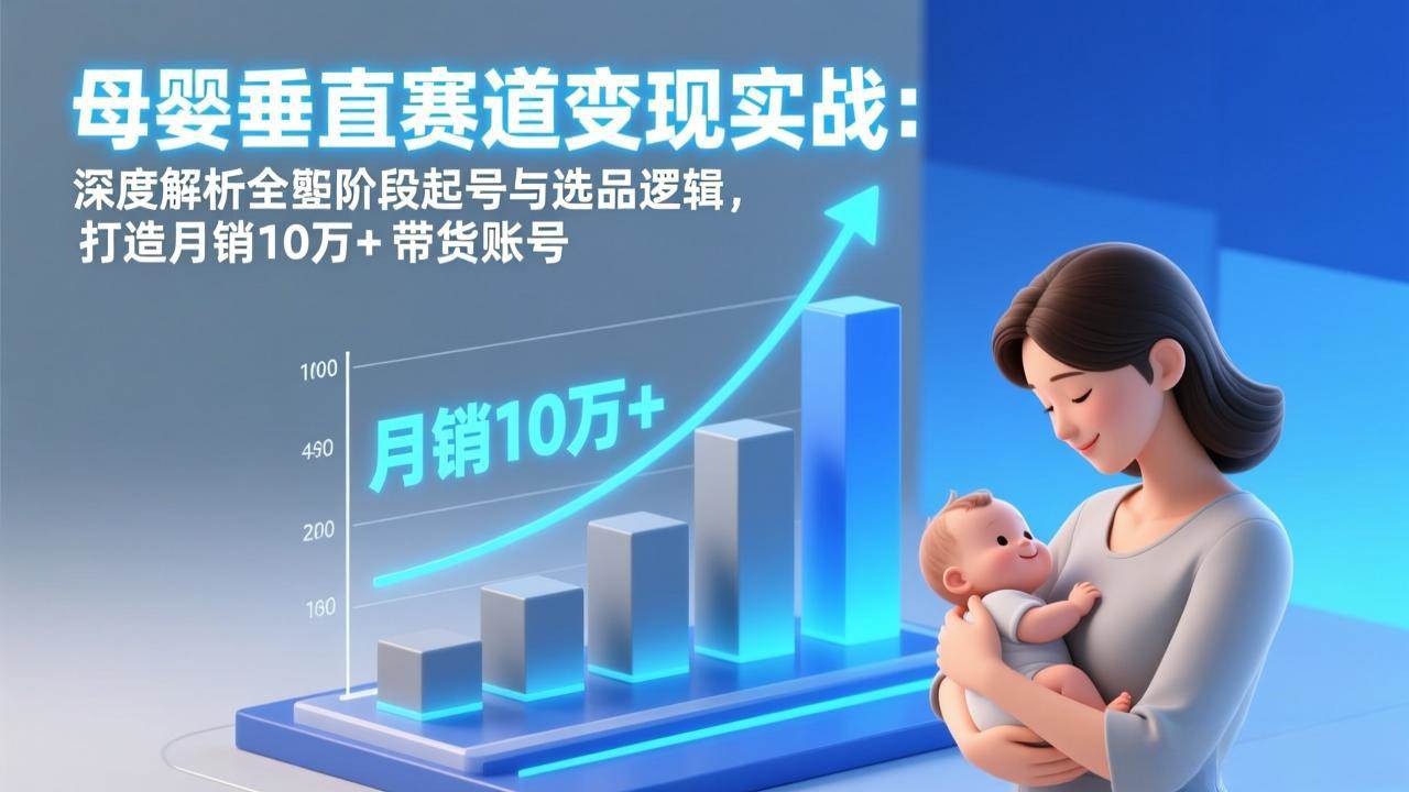 母婴垂直赛道变现实战：深度解析三大阶段起号与选品逻辑，打造月销10万+带货账号