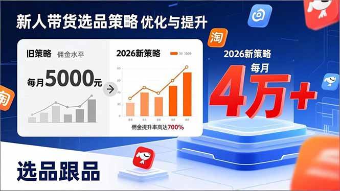 新人带货别瞎选品，这套2026全新选品跟品策略，让我的佣金从0做到每月4万+