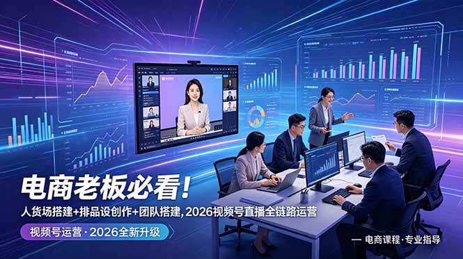 电商老板必看，人货场搭建+排品设计+素材创作+团队搭建，2026视频号直播全链路运营